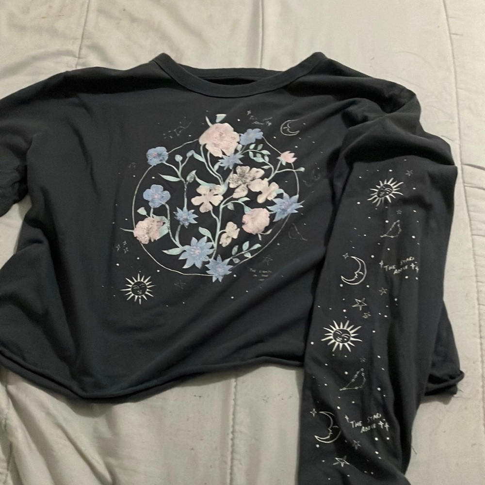 Astrology gray flower long sleeve shirt